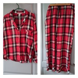 Victoria's Secret Red,Pink, Silver Plaid Pajama Set. Ladies XL. Never Worn